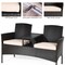 Costway Patented Patio Rattan Conversation Set Loveseat Sofa Cushioned Coffee Table Mix Brown